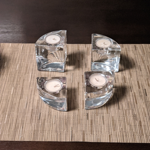 Four-piece crystal tea candle holders - Picture 2 of 3